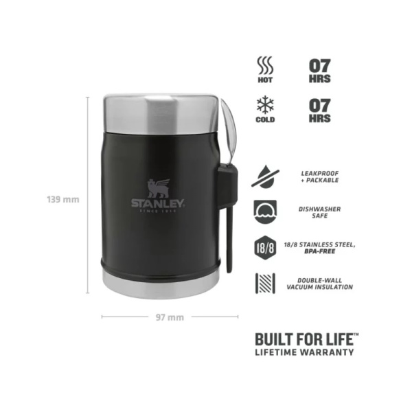 Food thermos Stanley The Legendary Classic 0.4L black, Black, 0.4 L Food thermos Stanley The Legendary Classic 0.4L black, Black, 0.4 L